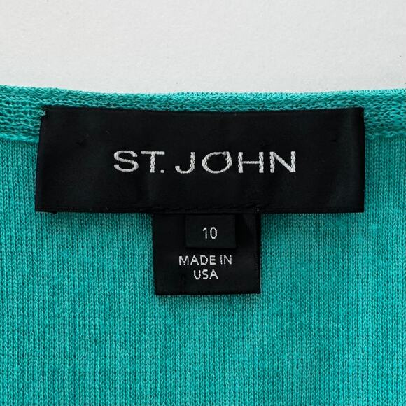 St. John Wool Knit Long Cardigan Sweater Poncho Long Sleeve Green Turquoise | 10 - Picture 11 of 12